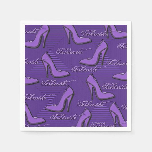 Serviette En Papier Chaussures Motifs fashionista violet serviettes (Devant)