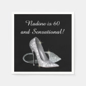 Serviette En Papier Chaussures Parties scintillant Argent Anniversaire (Devant)