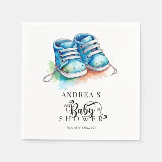 Serviette En Papier Chaussures pour bébés | Baby shower Blue Boy (Devant)