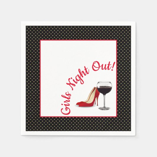 Serviette En Papier Chaussures Rouges Et Vin Rouge (Devant)