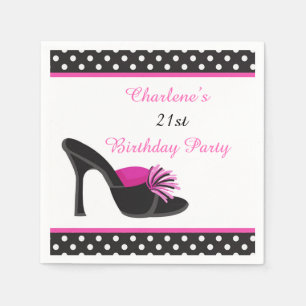 Serviette En Papier Chaussures talons noirs avec Pois noirs