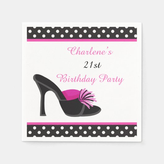 Serviette En Papier Chaussures talons noirs avec Pois noirs (Devant)
