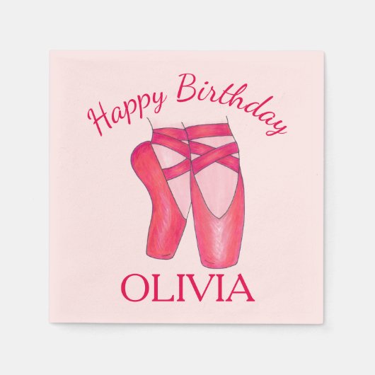 Serviette En Papier Chaussures Toe Rose Ballet Ballerina Danse Anniver (Devant)