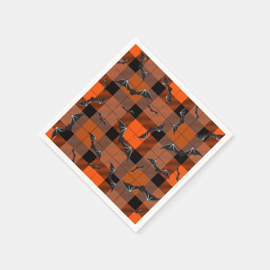 Serviette En Papier Chauve-Halloween sur Plaid (Coin)