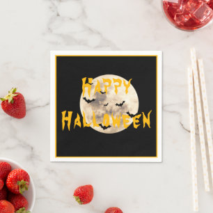 Serviette En Papier Chauve-lune noire Jaune Halloween chauves-lune