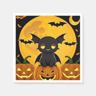 Serviette En Papier Chauve-souris de dessin animé mignonne et citrouil