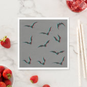 Serviette En Papier Chauve-souris d'Halloween noir et gris (En situation)