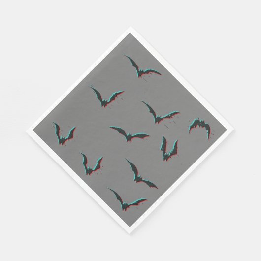 Serviette En Papier Chauve-souris d'Halloween noir et gris (Coin)