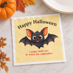 Serviette En Papier Chauve-souris drôle d'Halloween personnalisée