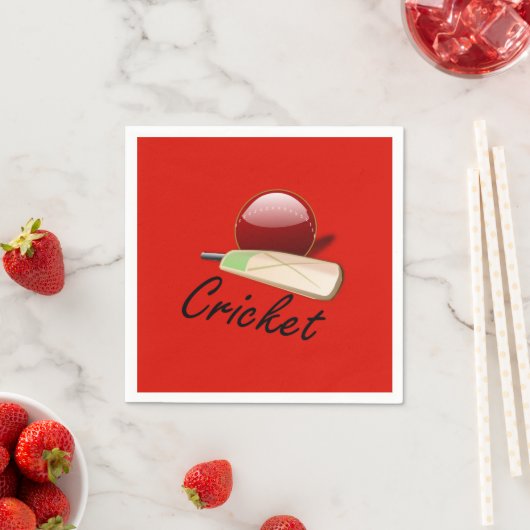 Serviette En Papier Chauve-souris et balle de cricket, étiquetés, (En situation)