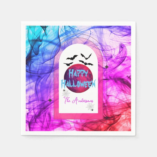 Serviette En Papier Chauve-souris violette Éffrayante moderne Hallowee (Devant)
