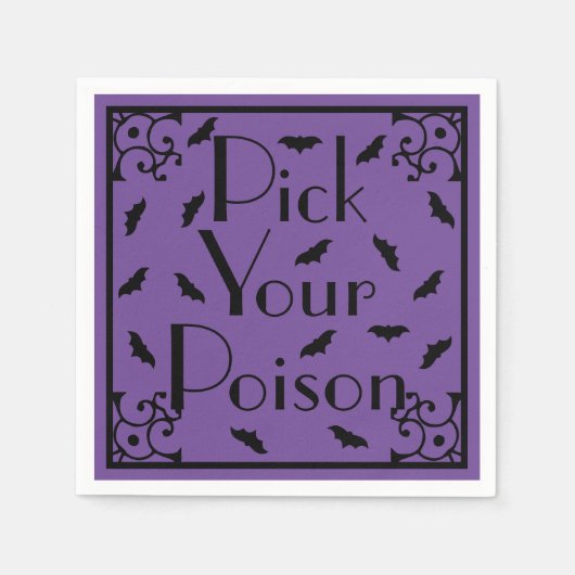 Serviette En Papier Chauve-souris violette et noire d'Halloween Choisi (Devant)