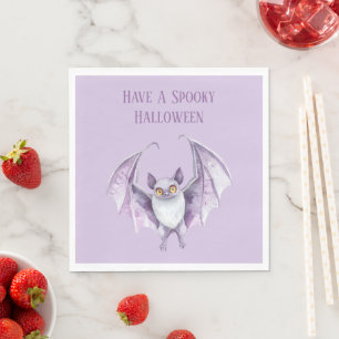 Serviette En Papier Chauve-souris violette Halloween effrayant  