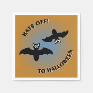 Serviette En Papier Chauves-souris d'Halloween, bleu orange