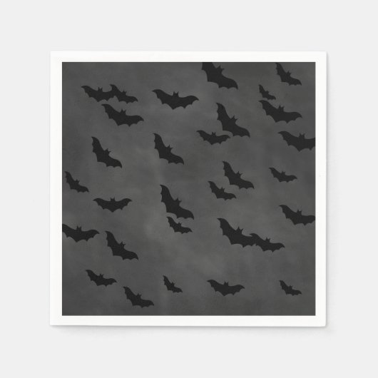 Serviette En Papier Chauves-souris d'Halloween sur Chalkboard Napkin (Devant)