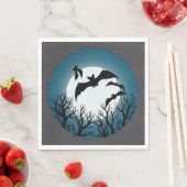 Serviette En Papier Chauves-souris et arbres contre la lune (En situation)