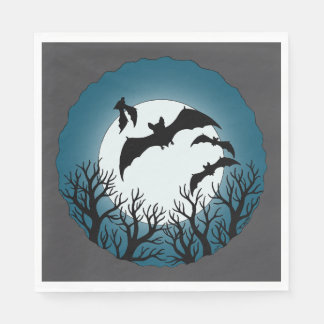 Serviette En Papier Chauves-souris et arbres contre la lune