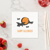Serviette En Papier Chauves-souris et lune Halloween serviettes en pap (En situation)