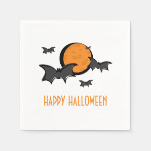 Serviette En Papier Chauves-souris et lune Halloween serviettes en pap