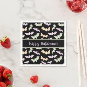 Serviette En Papier Chauves-souris Halloween à la lavande noire et au