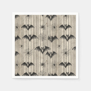 Serviette En Papier Chauves-souris vintages et toiles d'araignée sur s