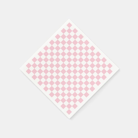 Serviette En Papier Check Baby Pink And White Checkerboard (Coin)
