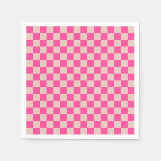 Serviette En Papier Check Coral Pink Checkered Pattern Checkerboard (Devant)