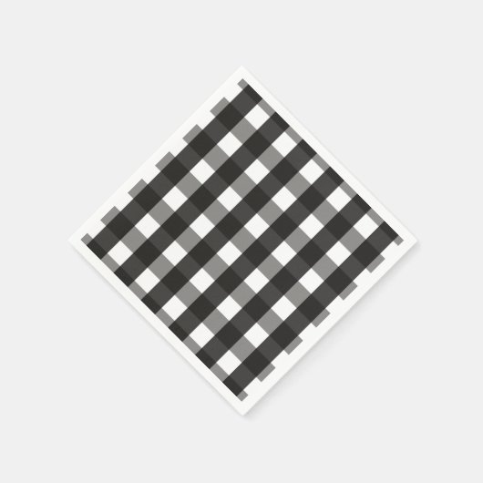 SERVIETTE EN PAPIER CHECK DE GINGHAM NOIR ET BLANC (Coin)