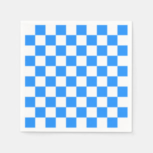 Serviette En Papier Checkered - blanc et bleu
