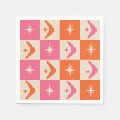 Serviette En Papier Checkered Mid Century Boomerangs pink and orange  (Devant)
