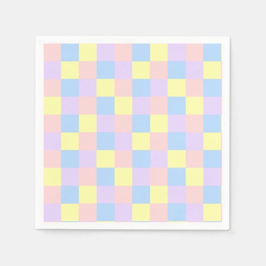 Serviette En Papier Checkers Pastel Spring (Devant)