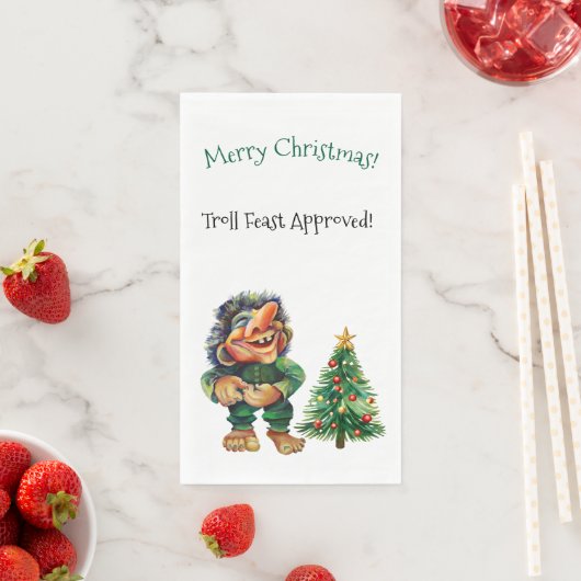 Serviette En Papier Cheeky Christmas Troll et Tree Delight (En situation)