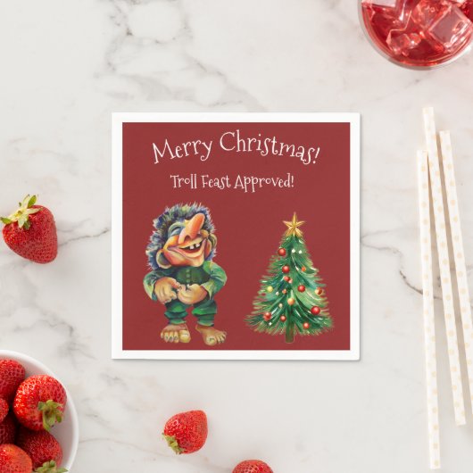 Serviette En Papier Cheeky Christmas Troll et Tree Delight (En situation)