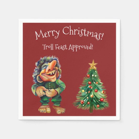 Serviette En Papier Cheeky Christmas Troll et Tree Delight (Devant)