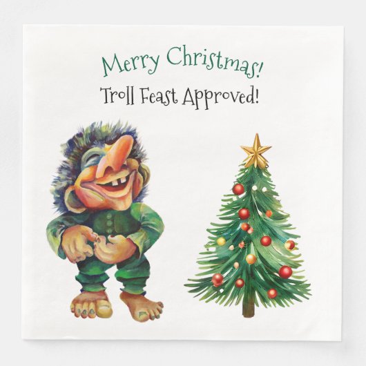 Serviette En Papier Cheeky Christmas Troll et Tree Delight (Devant)