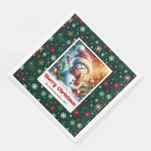 Serviette En Papier Cheerful Christmas snowman with snowflakes kids  (Coin)