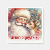 Serviette En Papier Cheerful Santa Rudolph Christmas Table Napkins (Devant)
