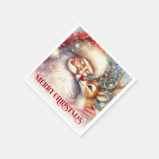 Serviette En Papier Cheerful Santa Rudolph Christmas Table Napkins (Coin)