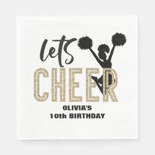 Serviette En Papier Cheerleading Or et Noir Cheer Anniversaire