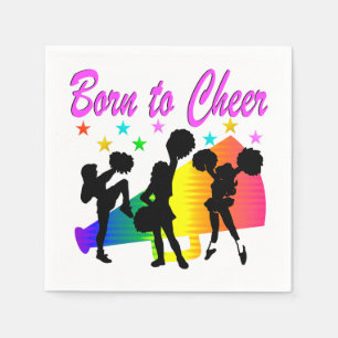 SERVIETTE EN PAPIER CHEERLEADING RAINBOW MEGAPHONE DESIGN