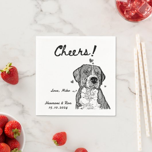 Serviette En Papier Cheers attirés Chien personnalisé Simple Mariage (En situation)