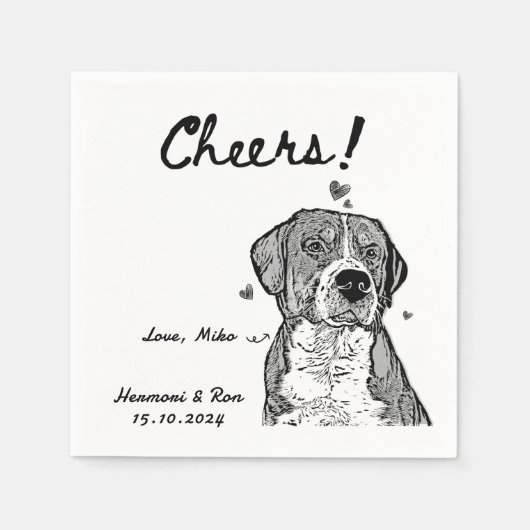 Serviette En Papier Cheers attirés Chien personnalisé Simple Mariage (Devant)