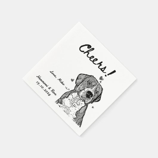 Serviette En Papier Cheers attirés Chien personnalisé Simple Mariage (Coin)