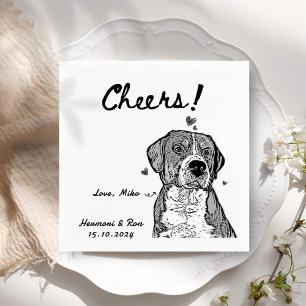 Serviette En Papier Cheers attirés Chien personnalisé Simple Mariage