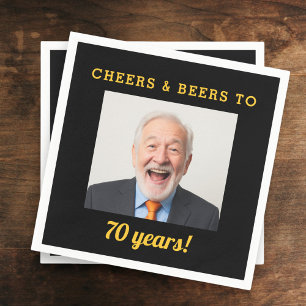 Serviette En Papier Cheers & Beers 70 Ans Photo Anniversaire