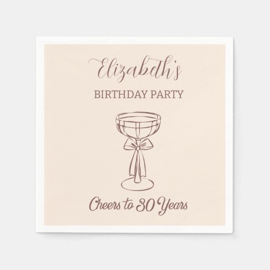 Serviette En Papier Cheers beiges modernes à 30 ans serviettes d'anniv (Devant)