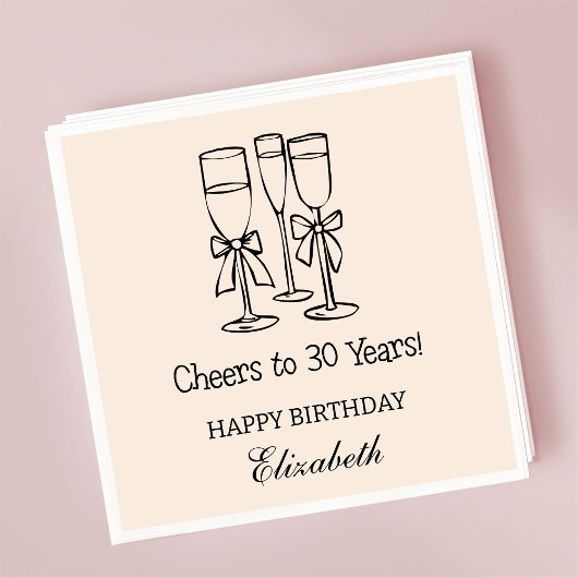 Serviette En Papier Cheers beiges modernes à 30 ans serviettes d'anniv