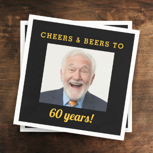Serviette En Papier Cheers & Bières 60 ans Anniversaire Photo