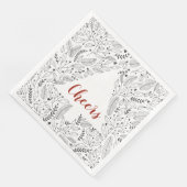 Serviette En Papier "Cheers" Botanique Line Arbre de Noël (Coin)
