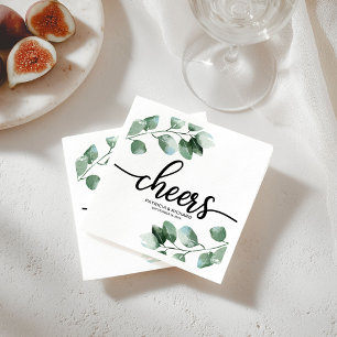 Serviette En Papier Cheers - Calligraphie d'eucalyptus verdoyant Maria